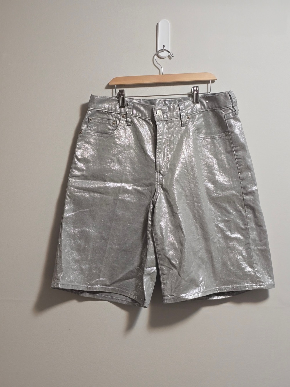 Gap Metallic Silver Casual Shorts